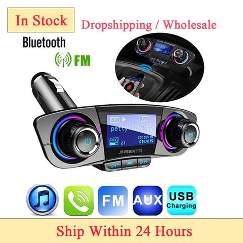 Auto Mp3 jugador transmisor inalámbrico de Fm manos libres Radio reproductor de música adaptador de cargador de coche USB disco pantalla LCD manos libres ► Foto 1/6