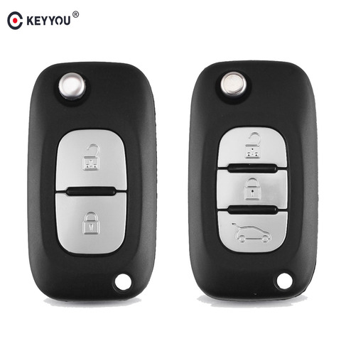 KEYYOU-funda de llave de control remoto para coche, carcasa de 2/3 botones para Renault Fluence Clio Megane Kangoo Modus Auto Key con cuchilla NE73/VA2 ► Foto 1/6