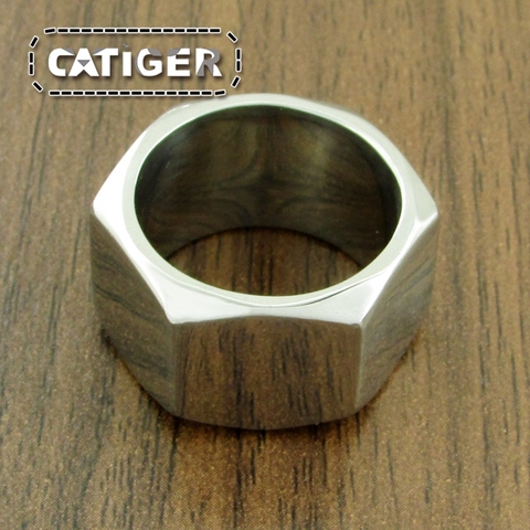 Anillo hexagonal de acero inoxidable para motorista, tuerca de tornillo de Color plateado, 316L, tamaño Punk, envío gratis, 7 ~ 13 ► Foto 1/5