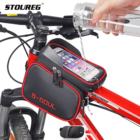 Bolsa para teléfono para bicicleta, bolsa para teléfono con pantalla táctil para bicicleta, de tubo superior, de alforja, 4 tipos ► Foto 1/6