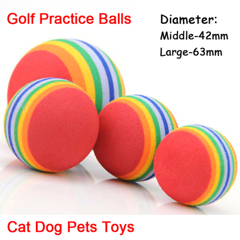 2 unids/pack diámetro 63mm bolas de Golf gato perro cachorros de compañía de juguete masticar de práctica de golf suave juguetes con colores de arcoíris nuevo pelotas de tenis 9 g/pcs ► Foto 1/6