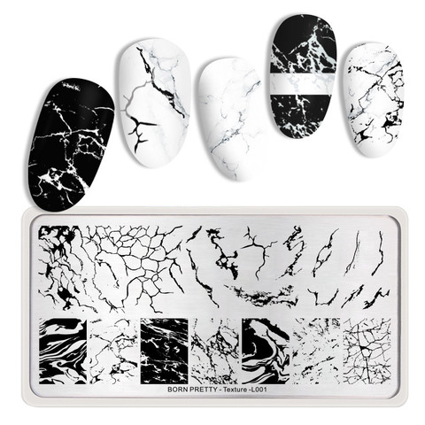 BORN PRETTY rectangular para uñas placas de estampado de mármol textura de tinta de acero inoxidable plantilla Nail Art imagen textura DIY placa herramientas ► Foto 1/6