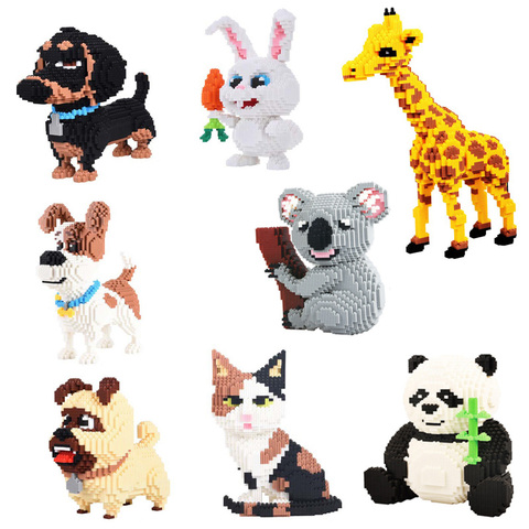 Bloques mágicos de animales de dibujos animados, figuras de Koala, perro, Panda, jirafa, modelo, Mini micro ensamblado, bloques de construcción con 4350 Uds + Brock Toys ► Foto 1/6