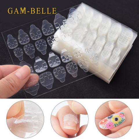 Gam-belle-adhesivo para la decoración de uñas de doble cara adhesivo para la decoración de uñas, adhesivo de pegamento, consejos clavo falso acrílico, herramienta de maquillaje de Gel de manicura, 120 Uds. ► Foto 1/6