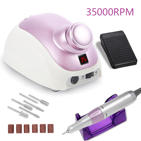 Taladro eléctrico para uñas, máquina de manicura de 32W, 35000Rpm, lima de uñas profesional, cuchillo con pantalla de velocidad, Kit de manicura con mango de Metal ► Foto 1/6