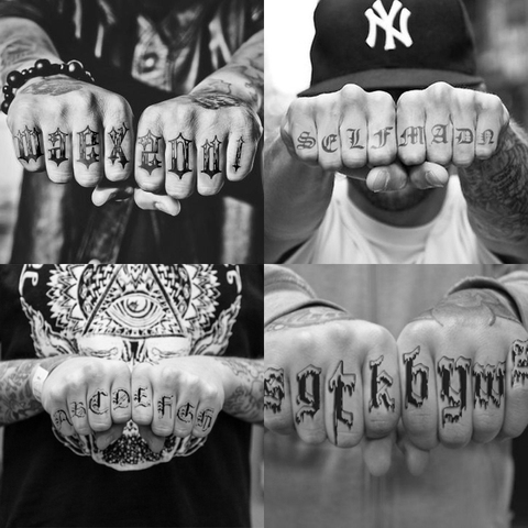 Pegatinas de tatuaje temporal para hombres, 5 hojas, negro, letras Elglish, tatuaje falso para arte de manos ► Foto 1/4