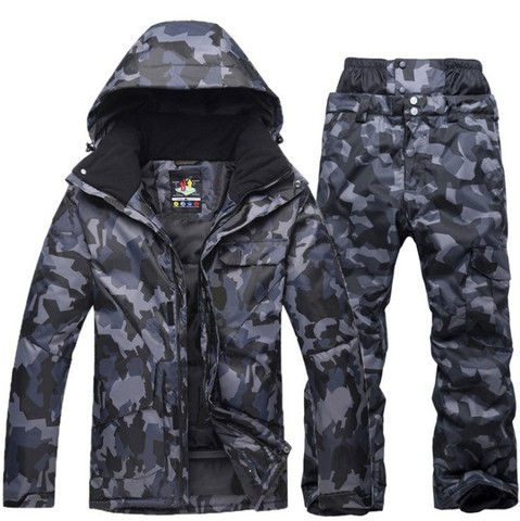 Traje de esquí de camuflaje para hombre, chaqueta de Snowboard transpirable impermeable, pantalones de nieve para invierno, conjuntos de esquí y Snowboard ► Foto 1/6