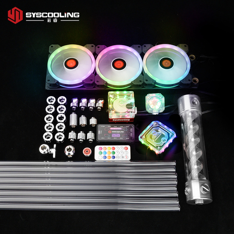 Syscooling-kit de refrigeración por agua para PC, para Intel CPU, tubo PETG, sistema de refrigeración líquida, soporte RGB ► Foto 1/6