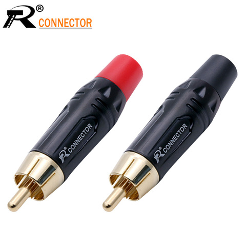 Conector macho RCA de alta calidad, Adaptador de audio, color negro y rojo, chapado en oro, 2 uds. ► Foto 1/6
