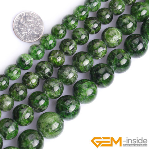 AA + grado verde diópsido de piedra redonda Natural cuentas para fabricación de joyería DIY suelta perlas para la fabricación de pulsera hilo 15 