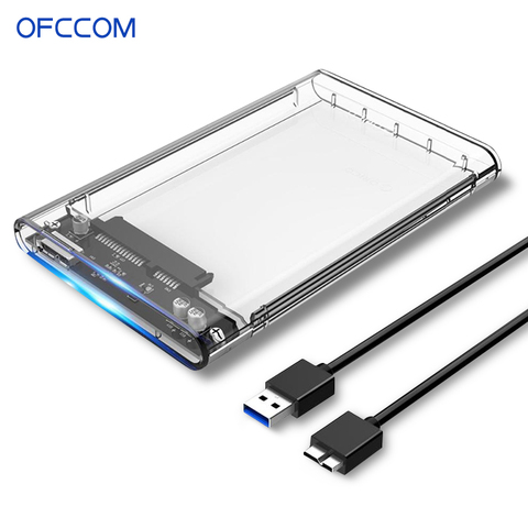 OFCCOM-carcasa de HDD de 2,5 pulgadas, caja de disco duro externo tipo C 3,0 SSD, SATA 3,0 a USB 3,1, 5 Gbps, 6TB, compatible con UASP HD ► Foto 1/6