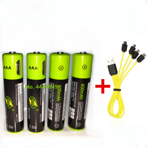 ZNTER-batería recargable de polímero de litio, Original, 1,5 V, AAA, 600mAh, USB, carga rápida vía cable Micro USB ► Foto 1/6