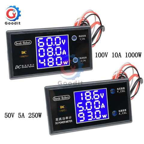 DC 0-100V 5A 10A 250W 1000W LCD Digital del voltímetro del amperímetro vatímetro de corriente de voltaje medidor de potencia de Detector de Monitor ► Foto 1/6