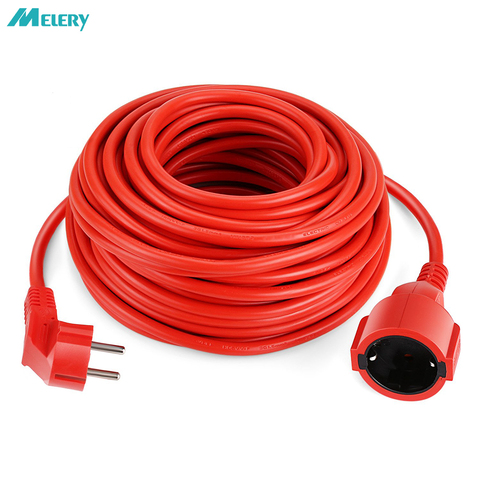 Tira de alimentación Cable de extensión 5/10/20m Cable 16A Enchufe europeo 4000w eléctrico Schuko 1,5mm rojo interior al aire libre enchufes ingeniería ► Foto 1/6