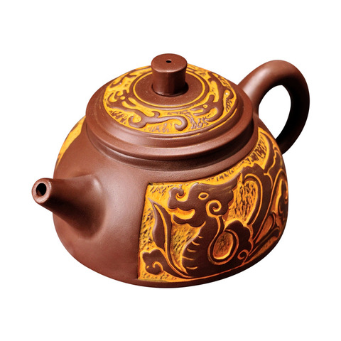 Tetera antigua hecha a mano exquisita, 300ml y 550ml, teteras de bronce y latón, tetera Yixing, juego de té de barro morado ► Foto 1/1
