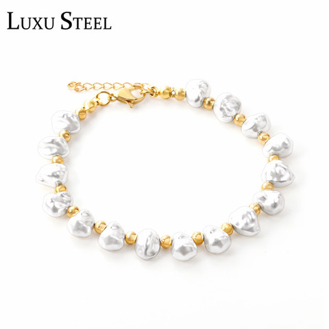 LUXUSTEEL más Irregular Shell pulseras brazaletes de las mujeres regalo de acero inoxidable abrazadera tipo langosta para pulseras Accesorios ► Foto 1/6