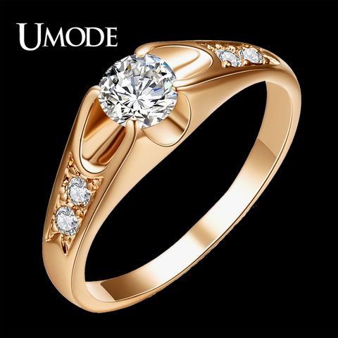 UMODE oro rosa Color montaje anel feminino aneis bijoux 0,5 ct Zirconia Anillos De Compromiso JR0064A ► Foto 1/6