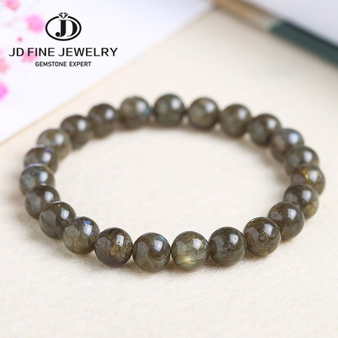 JD, pulsera de cuentas de labradorita brillante de piedra Natural de 8mm, brazalete de energía con cuentas de ágata para mujeres, hombres, regalos de joyería de Yoga ► Foto 1/6