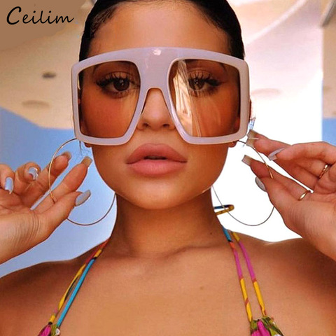 2022 nuevo diseño grande gafas con montura de diseño oversize de la marca de lujo de las mujeres plana superior gafas de sol de moda cuadrado de tonos ► Foto 1/6