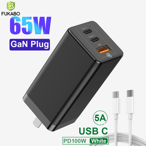 65W Quik USB 3,0 de carga rápida de la policía de GaN cargador para iPhone Xiaomi Huawei Samsung teléfono móvil tableta del ordenador portátil adaptador de carga ► Foto 1/6