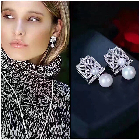 ZAKOL-pendientes de perlas de imitación y circonita de cristal de lujo, hechos de fábrica coreana original, accesorios de boda, FSEP2157 ► Foto 1/6