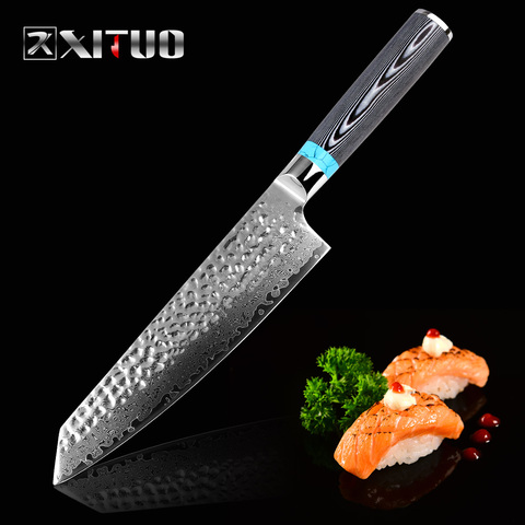 Cuchillo de acero de Damasco XITUO de alta calidad cuchillo de acero de Damasco de 8 pulgadas VG10 cuchillo de acero de 67 capas japonés Chef Santoku cuchillo de carnicero de carne de regalo ► Foto 1/6