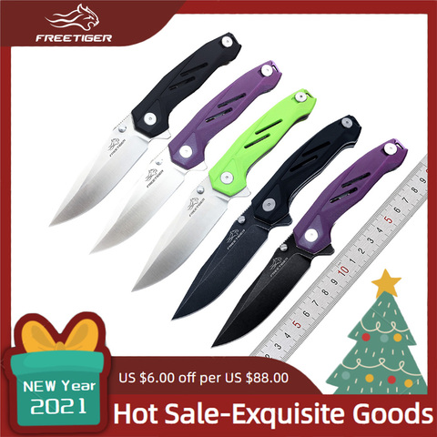 FREETIGER-Cuchillos plegables de bolsillo FT11, mango G10, 14C28N, cuchilla delineadora, para acampada al aire libre, cuchillo táctico básicos de caza ► Foto 1/6