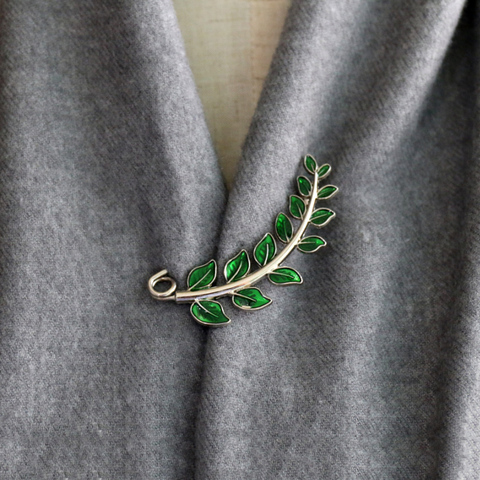 Moda Verde hojas de moda broches mujer esmalte solapa suéter hebilla para chalina chal chaqueta vestido de las mujeres Accesorios ► Foto 1/6