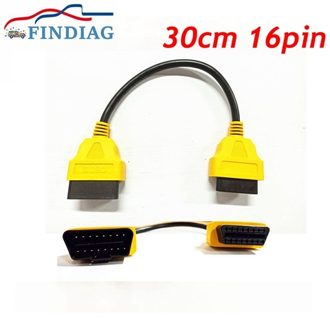 Cable de extensión OBD2 de 30cm, Conector de interfaz macho a hembra de 16 Pines, Cable de diagnóstico OBDII, adaptador de Cable de extensión OBD 2 ► Foto 1/4