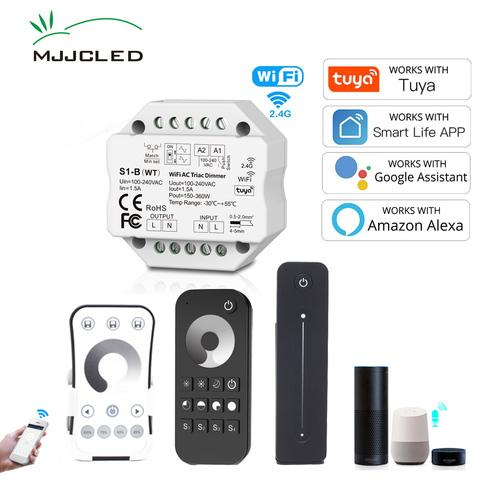 Wifi 2,4G RF AC Triac Dimmer LED 220V 230V trabajar con Tuya vida inteligente App Alexa de Amazon Echo Google asistente Control de voz ► Foto 1/6