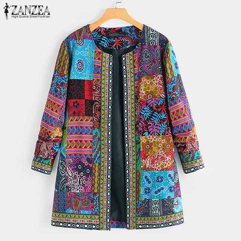 ZANZEA-cárdigan con estampado étnico para mujer, abrigos finos, chaquetas informales de manga larga, abrigos de talla grande S-5XL, otoño 2022 ► Foto 1/1