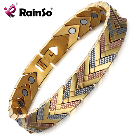 De Rainso Brazalete de la Pulsera Magnética de la Salud Para Las Mujeres 2017 de La Venta Caliente de Acero Inoxidable Bio Energía Pulsera de Oro de Joyería de Moda ► Foto 1/6