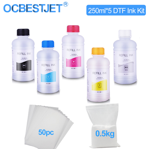 Kit de tinta DTF de 250ML x 5, tinta de transferencia de película para impresora de película de transferencia directa DTF, impresión de película de plástico PET y transferencia ► Foto 1/6