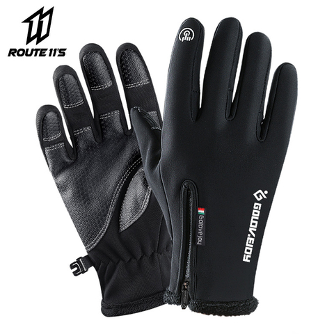 Guantes de Moto guantes de Moto invierno forrado con Polar térmico invierno resistente al agua pantalla táctil antideslizante guantes de Moto de montar # ► Foto 1/6