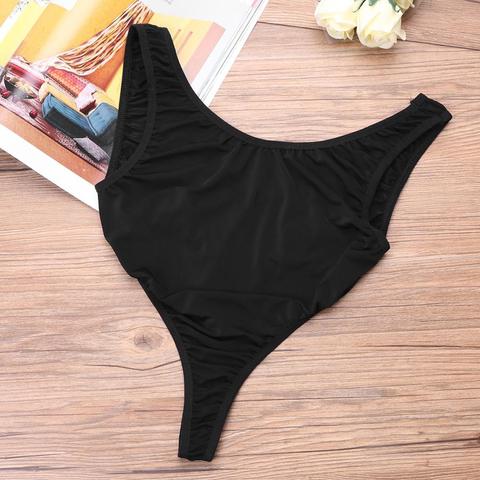 2022 Sexy Backless Bodysuit mujeres ver a través de alto corte leotardo Tanga ropa interior sin mangas verano Beach Bodysuits ► Foto 1/1