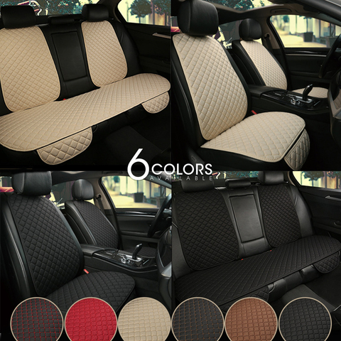 Funda de lino para asiento de coche, cojín de lino de gran tamaño, transpirable, para parte delantera y trasera, para Interior de SUV, Universal ► Foto 1/6