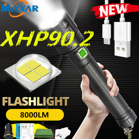 Z20 2022 regalo de Año XHP90.2 Ultra potente linterna LED 26650 XLamp USB recargable XHP70 luz táctica 18650 Zoom linterna para campamento ► Foto 1/6