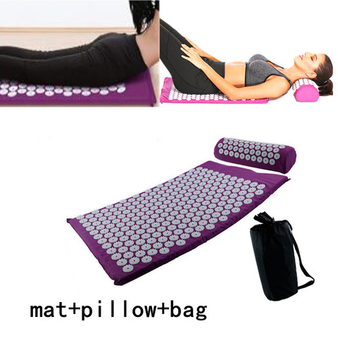 Cojín de acupresión para Yoga, esterilla de acupresión para aliviar el estrés, dolor de espalda, almohada con puntas de rosa ► Foto 1/6