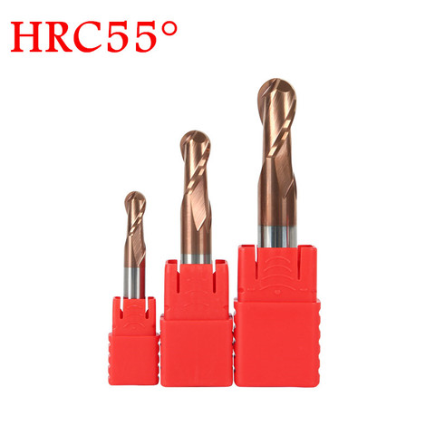 Fresas de extremo esféricas de carburo HRC55 HRC45, herramientas de fresado CNC, 2 flautas ► Foto 1/6
