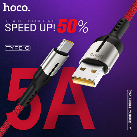 Hoco-cable usb tipo c 5a para cargador de android, cable usb c para Huawei Oppo One plus, 40W, 50W, carga, sincronización de datos, nailon trenzado ► Foto 1/6