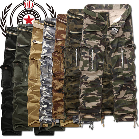 MIXCUBIC-Pantalones tácticos del ejército para hombre, Pantalón de algodón con múltiples bolsillos, 100% de lavado, verde militar camuflaje, cargo, talla grande 28-40 ► Foto 1/6