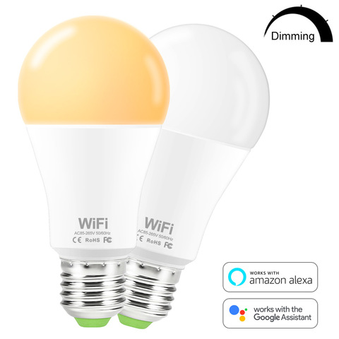 Bombilla inteligente B22 E27 con WiFi, 85-265V, aplicación de hogar inteligente, luz con Control remoto, temporizador con asistente de Google Alexa ► Foto 1/6