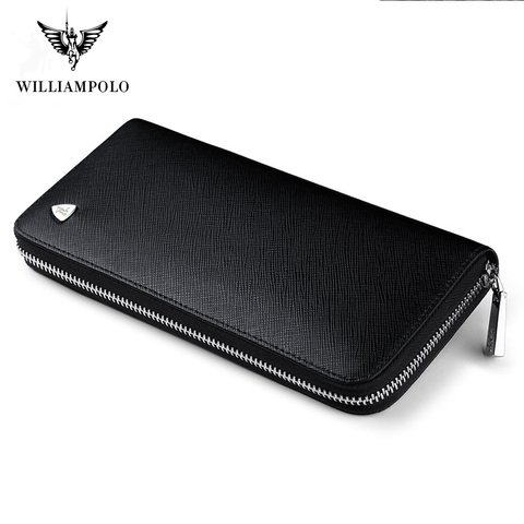 WILLIAMPOLO nueva moda de los hombres Cartera de cuero genuino bolso bolsos para hombre marca de lujo de cremallera hombres garras pl119 ► Foto 1/6