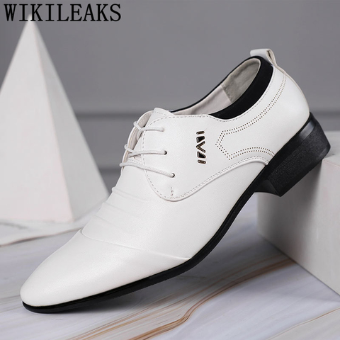 Zapatos italianos Oxford para hombre, calzado Formal de vestir, blanco, para boda, clásico, italiano, de talla grande, de cuero ► Foto 1/6