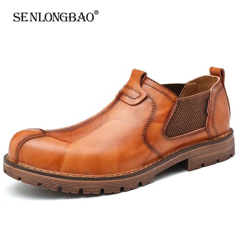 Zapatos informales de cuero partido para hombre, calzado transpirable de trabajo, resistente al agua, para conducir ► Foto 1/1