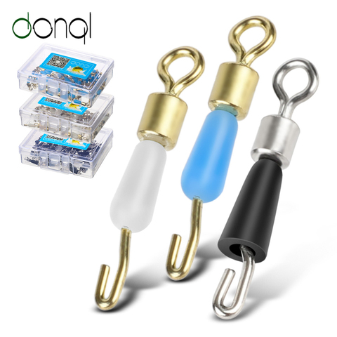 DONQL 50 unids/caja-gancho de pesca giratorio, conector anillos macizo rápido, línea de pesca, accesorios de pesca de carpa ► Foto 1/6