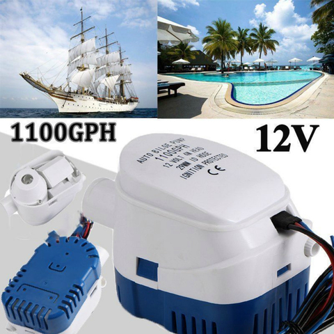 Bomba de agua marina automática para barco, con interruptor de flotador, sumergible, 12V, 1100GPH ► Foto 1/6