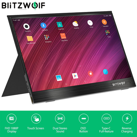 BlitzWolf-BW-PCM3 portátil, pantalla táctil FHD 15,6 P Tipo C de 1080 pulgadas con Monitor LCD para videojuegos, para Smartphone y portátil ► Foto 1/6