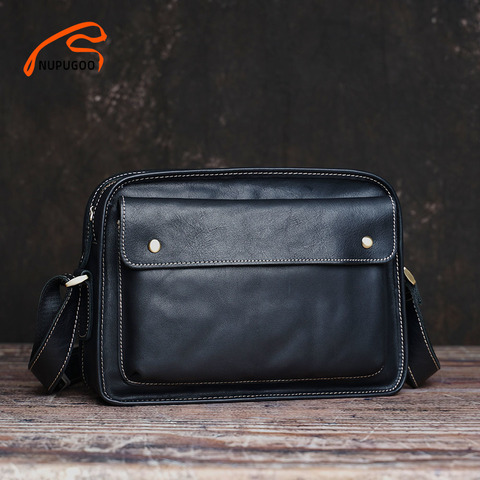 NUPUGOO-Bolso de hombro informal de piel auténtica para hombre, bandolera pequeña Original con tapa para Ipad de 10,5 pulgadas ► Foto 1/6