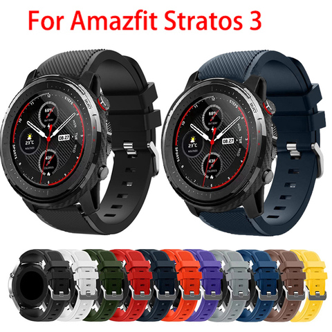 Correa de silicona para Xiaomi Huami Amazfit Stratos 3, repuesto de Correa de 22MM para reloj inteligente Xiaomi Huami Amazfit Stratos 3 2 2S PACE ► Foto 1/6